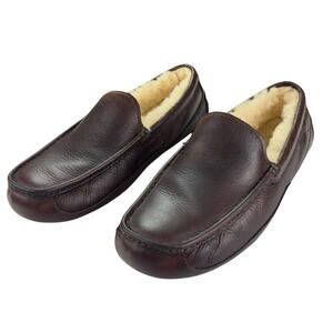 UGG Brown Leather Wool Lined Driving Loafers Men's 9M
